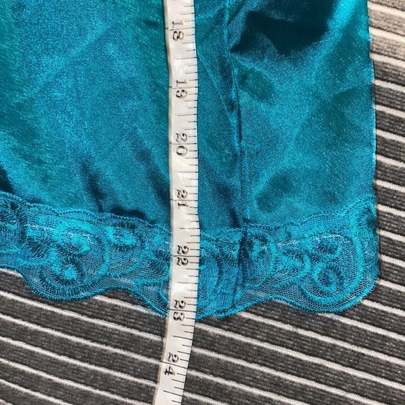 Vintage Teal Olga style lace trim long sleeve  night dress Sz M - Picture 10 of 16